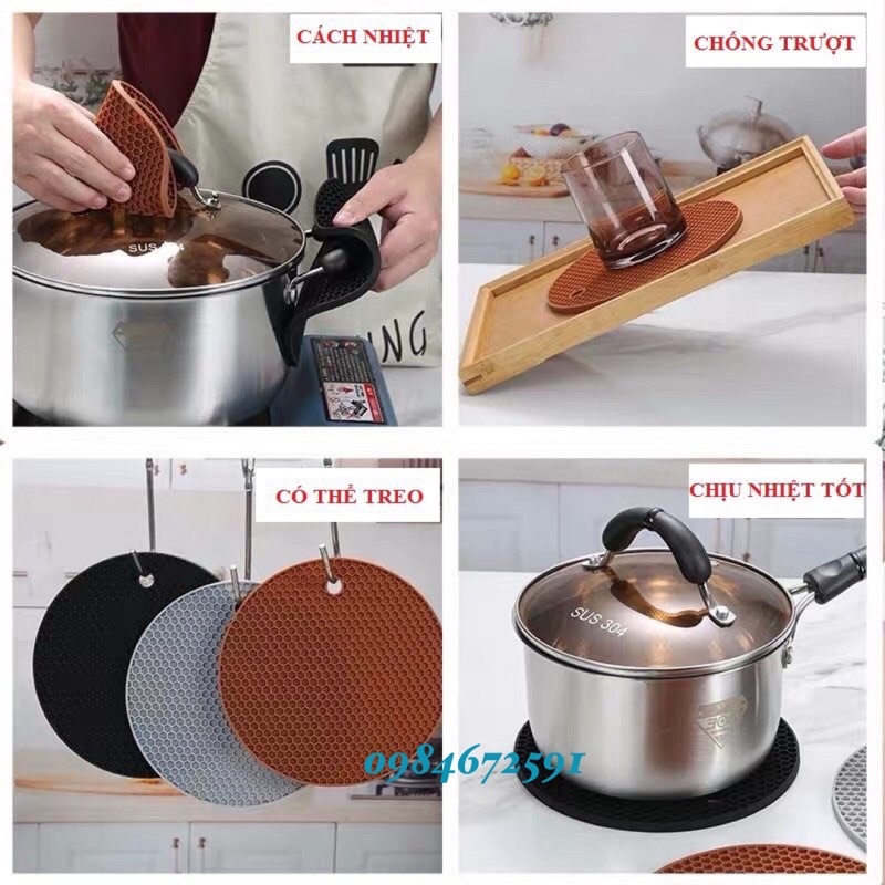 Miếng lót cao su cách nhiệt 14cm chuyên dùng cho nhà bếp