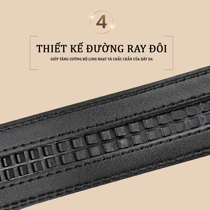 Thắt Lưng Da Nam Khóa Tự Động Dây Nịt Nam Da Cao Cấp Màu Vàng Bạc Nam Tính - TL001