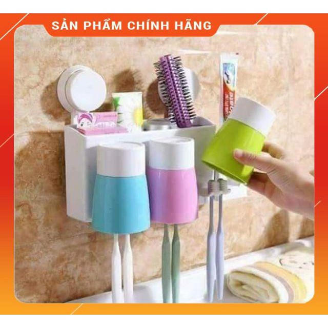 [HÀNG SIÊU TỐT] Hộp nhả kem đánh răng tự động kèm giá treo bàn chải, kèm cốc