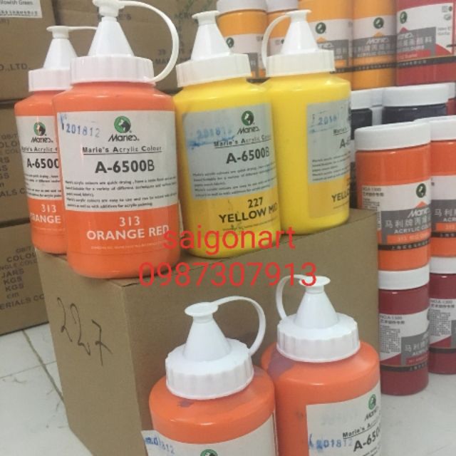 Màu Vẽ Acrylic Tranh, Tường, Bình Vòi Maries 500ml
