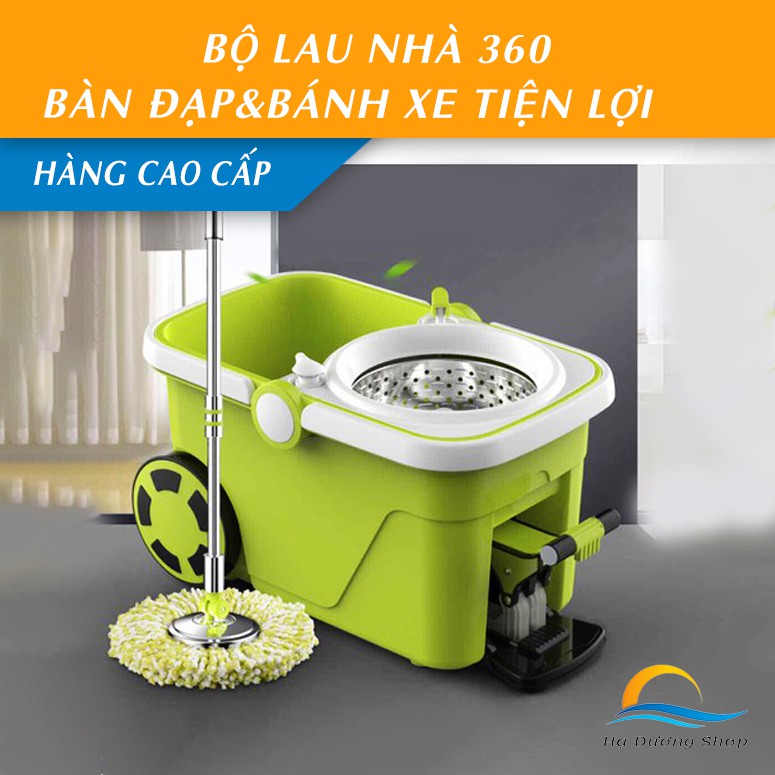 Bộ lau nhà 360 độ Thái Lan có bánh xe di chuyển LK Smart One bàn đạp chân giặt vắt nhanh chóng cao cấp HDS018