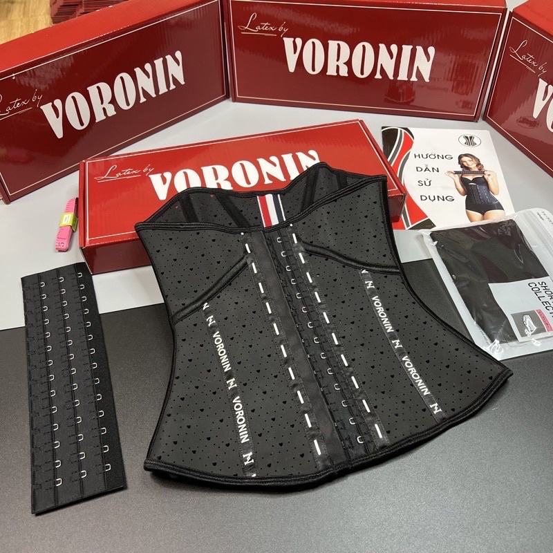 Đai nịt bụng latex VORONIN che mỡ lưng TẶNG LÓT + TẶNG NỚI+ TẶNG THƯỚC )