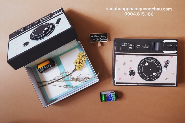 Scrapbook, Album ảnh dánh - Hộp máy ảnh leica (kích thước: 16cm x 12cm x 4cm)