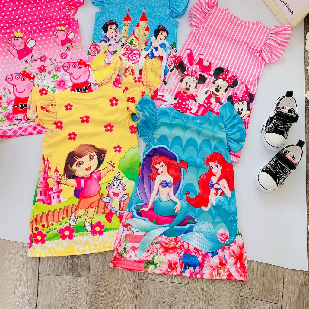 SALE VÁY 3D LẠNH MINKY MOM CHO BÉ GÁI SIZE 9-19KG(VAY 3D)