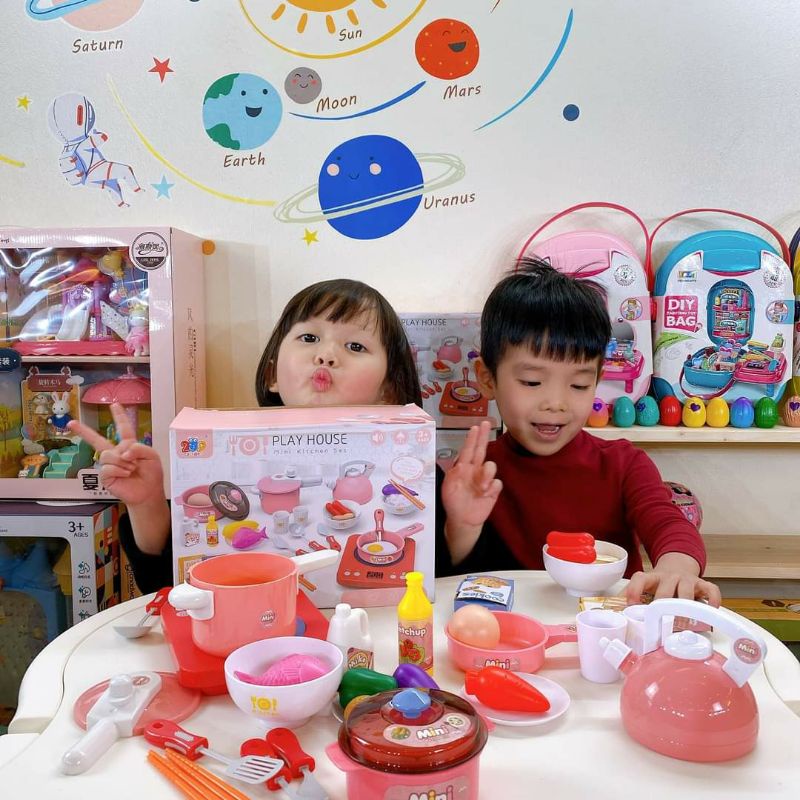 Đồ Chơi Nhà Bếp Nấu Ăn 36 Món Có Bếp Có Đèn Cho Bé