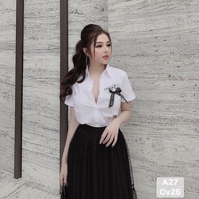 SET ÁO SƠMI NƠ - CHÂN VÁY CỰC XINH 05