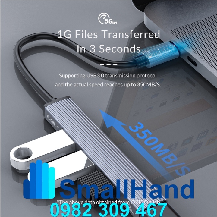 Hub Orico AH-13 – Bộ chia 4 cổng USB 3.0 Cáp đầu vào Type-C  – Bảo hành 12 tháng
