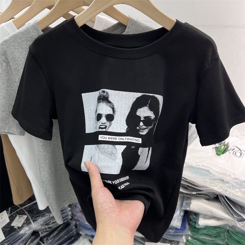 NRVP Áo thun cotton tay ngắn cổ tròn thời trang mùa hè phong cách Hàn Quốc cho nữ