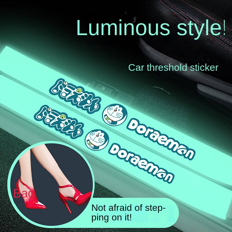 Automobile Door Strip Anti-Stepping Sticker Luminous Protective Car Door Pedal Decorative Fluorescent Anti-Scraping Protection Bar Universal Collection car accessories Fii9