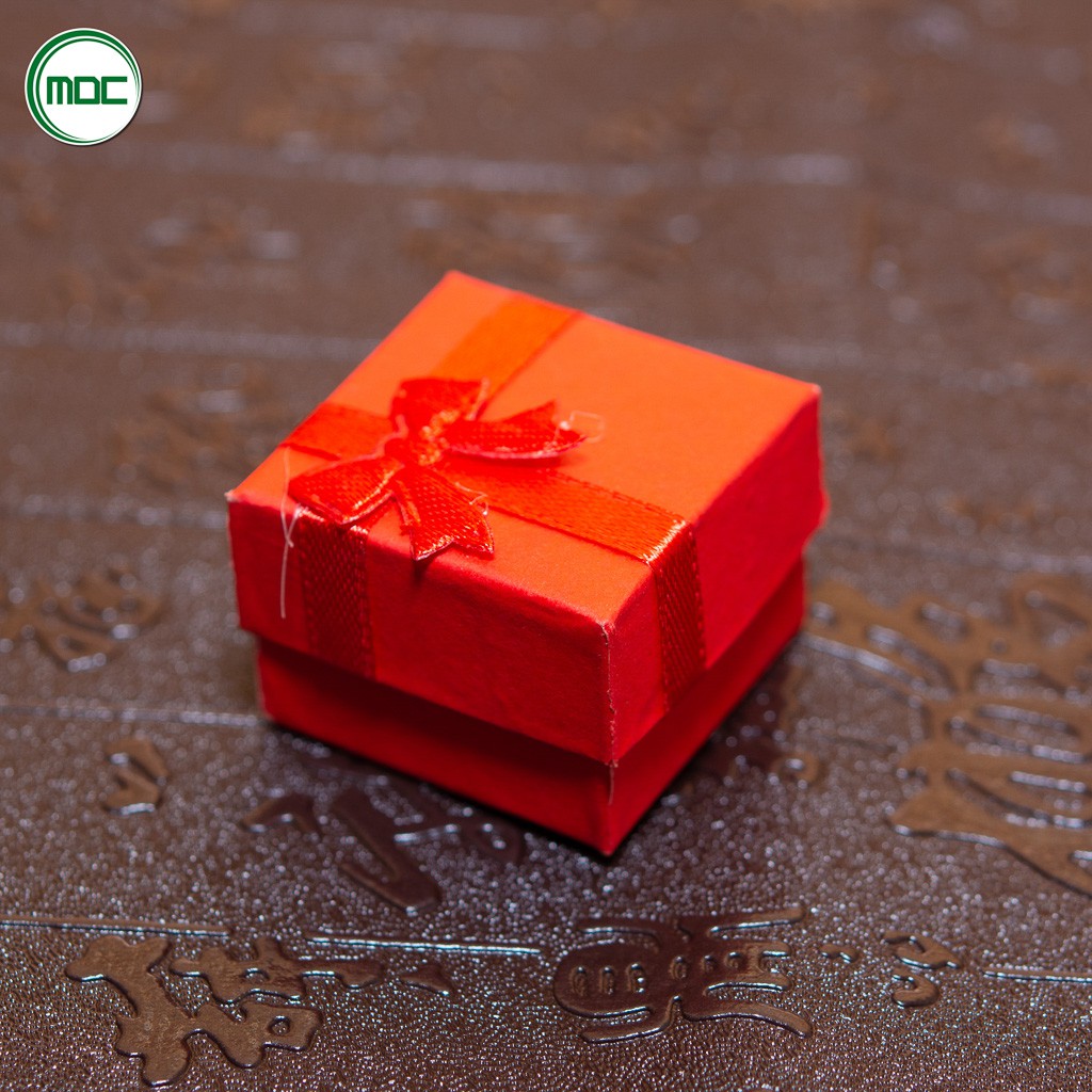Combo 30 Hộp giấy nơ đựng nhẫn quà tặng CAO CẤP  size 3,5x3,5x2,5cm màu đỏ