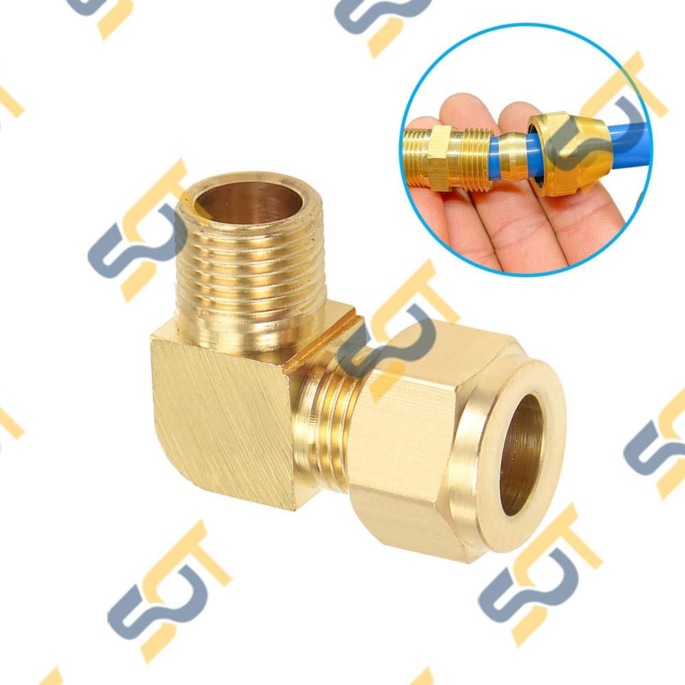 [HẠT BẮP &amp; NHẪN] Co G 1/8 (9.6) ren ngoài kết nối ống nhựa PU &amp; ống đồng (Brass Compression male elbow) - Cong &amp; Cút NPT