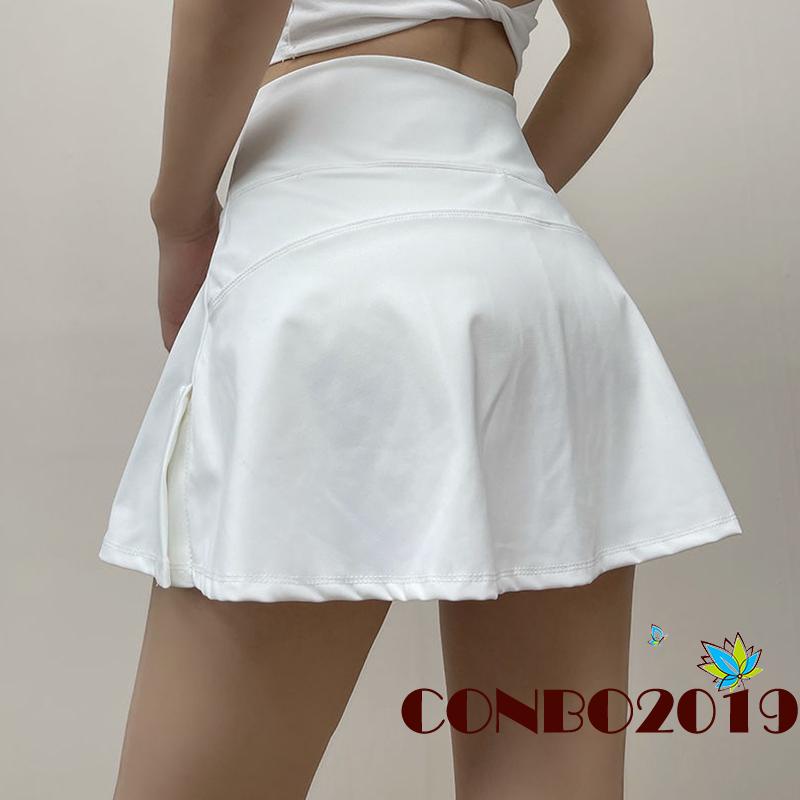 Chân Váy Tennis Lưng Cao Màu Trơn Xẻ Tà Thời Trang Cho Nữ