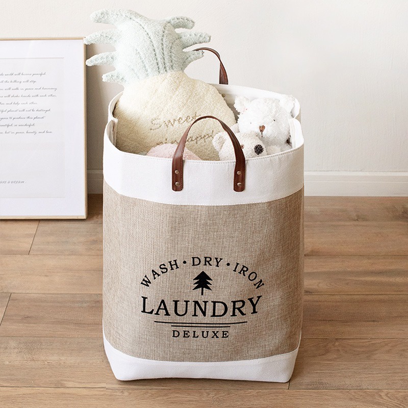Giỏ Đựng Quần Áo Bẩn/ Đồ Chơi Bằng Vải Lanh Cotton Sức Chứa Lớn Sắp Xếp Gọn Gàng
