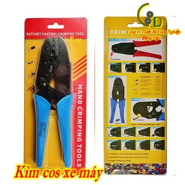 Kìm bấm cos HS-30J đa năng 💥CAO CẤP💥 kiềm bóp cốt trần và bọc nhựa, kềm ép đầu cosse dây điện từ 0.5mm2 đến 6mm2