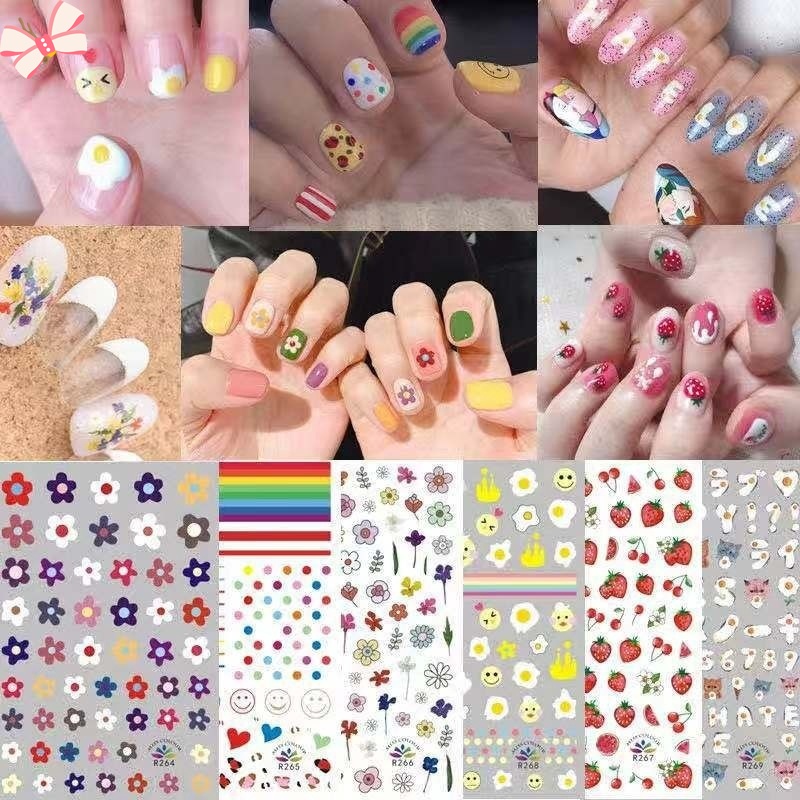 Miếng Dán Móng Tay Họa Tiết Hoa 3d Siêu Mỏng