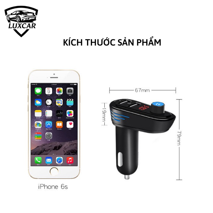 Tẩu Nghe Nhạc Bluetooth LUXCAR Kiêm Sạc Nhanh Trên Xe Ô TÔ