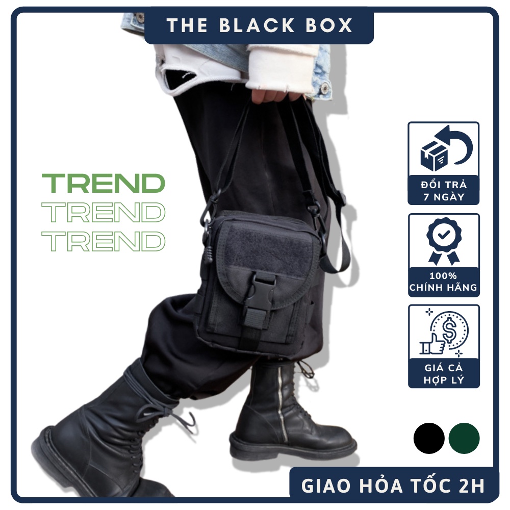 Túi Đeo Chéo Unisex Thời Trang Nam Nữ Chất Liệu Vải Polyester Dệt Trơn Cao Cấp Freeship - The Black Box