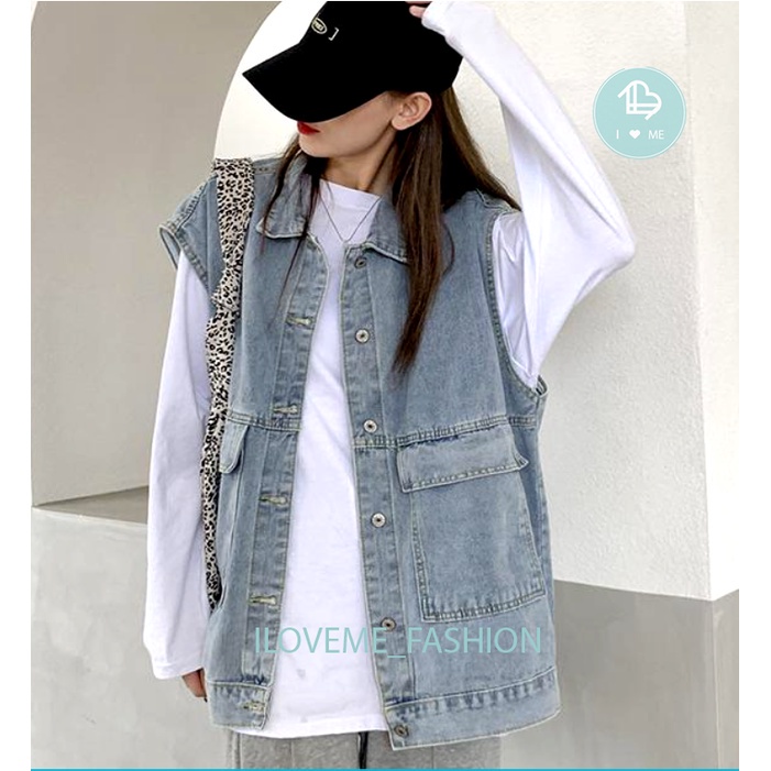 Áo Gile Bò Phong Cách Cá Tính Áo Khoác Jeans Dáng Rộng Ulzzang Unisex Hàn Quốc bạc - HÀNG MỚI VỀ