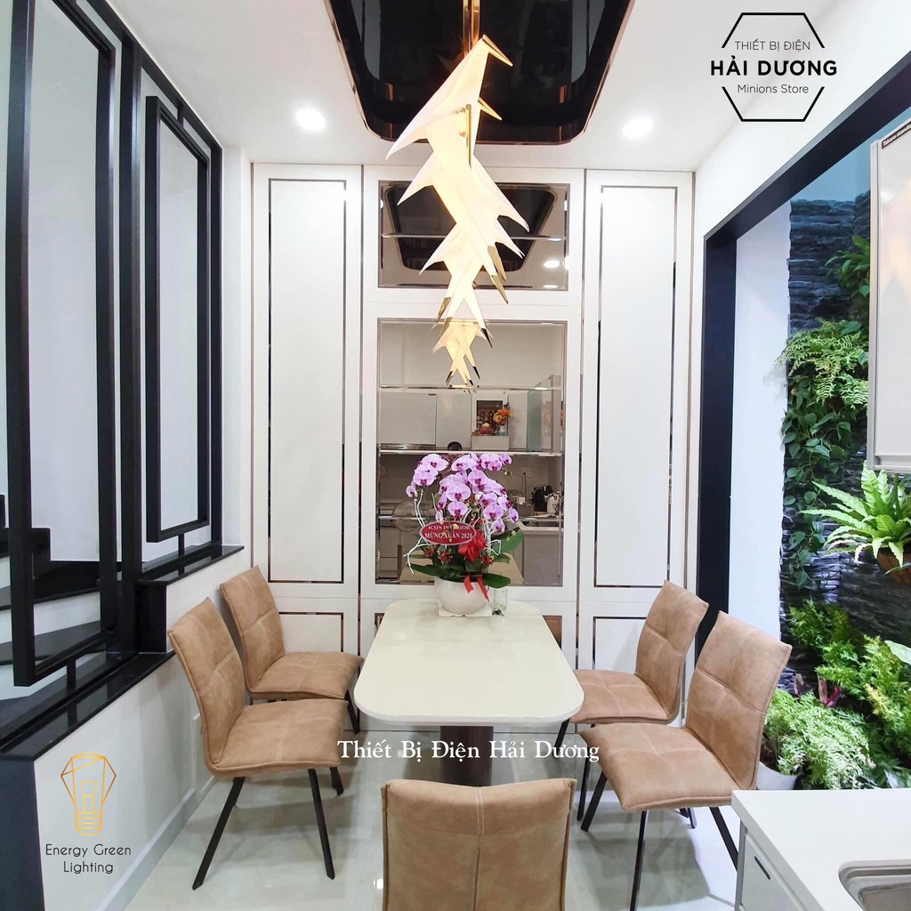 Đèn thả trang trí hình chim cao cấp (5 chim) LED - trang trí decor bàn ăn phòng bếp decor Bắc Âu - Bảo hành 1 năm