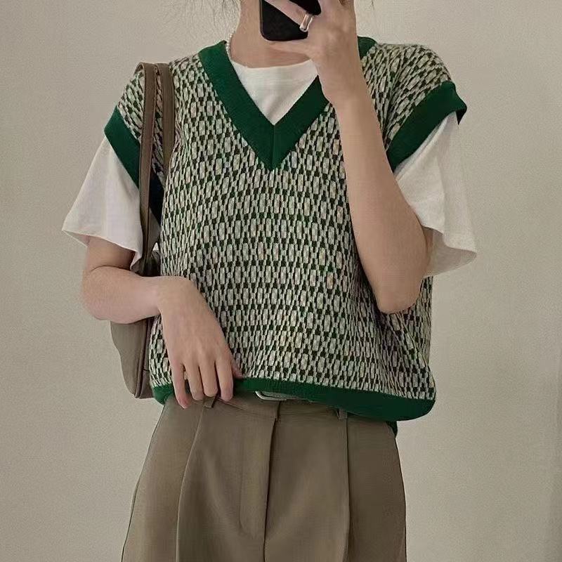 Áo Vest Dệt Kim Không Tay Dáng Rộng Phong Cách Mới Mùa Thu Cho Phụ Nữ Tuổi Trung Niên