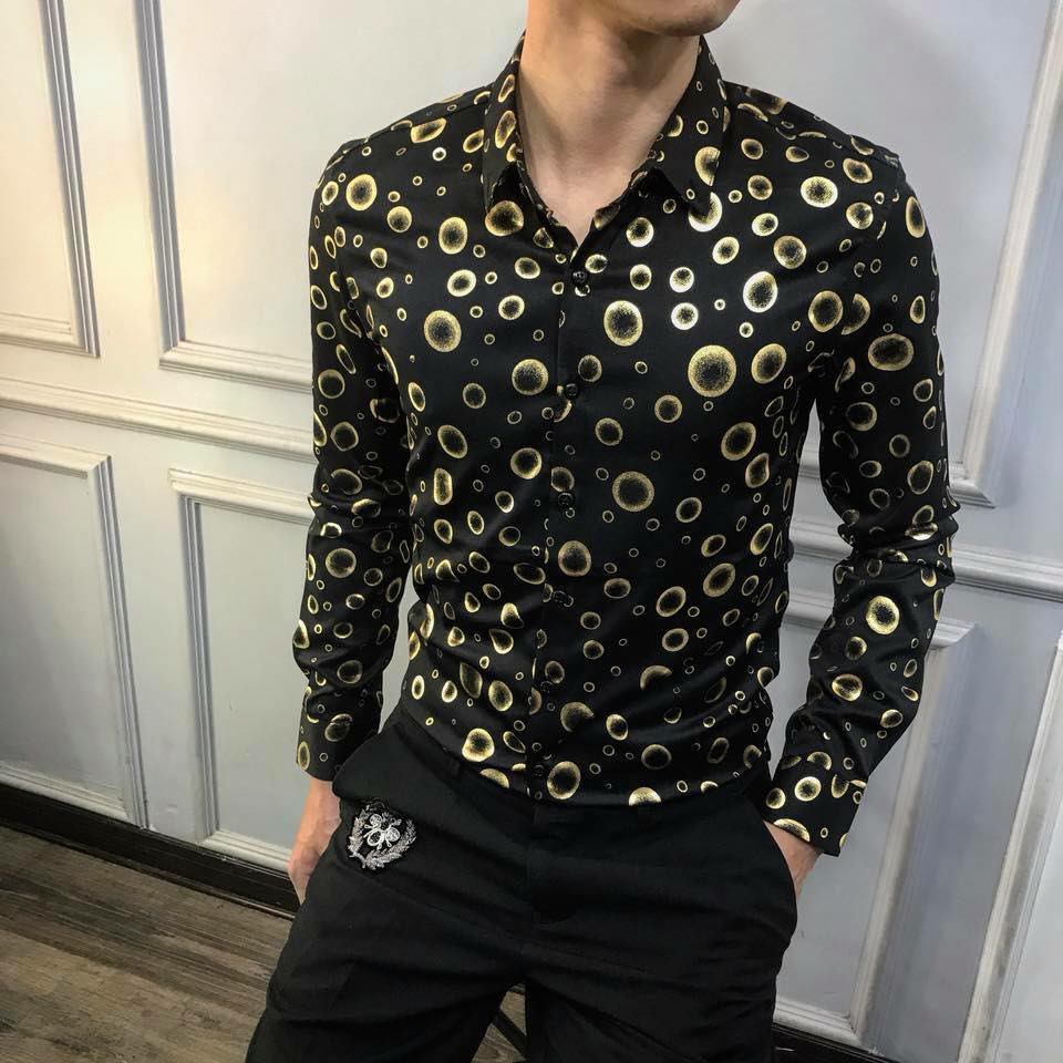 Áo họa tiết tráng nhũ ánh kim
