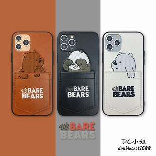 Ốp Điện Thoại Thêu Hình Gấu Có Ngăn Đựng Thẻ Cho iphone 12 13 14 pro xs max 11 xr 7 8plus