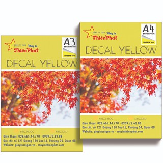 DECAL ĐẾ VÀNG KHỔ A3 / A4 -  DECAL BÓC DÁN