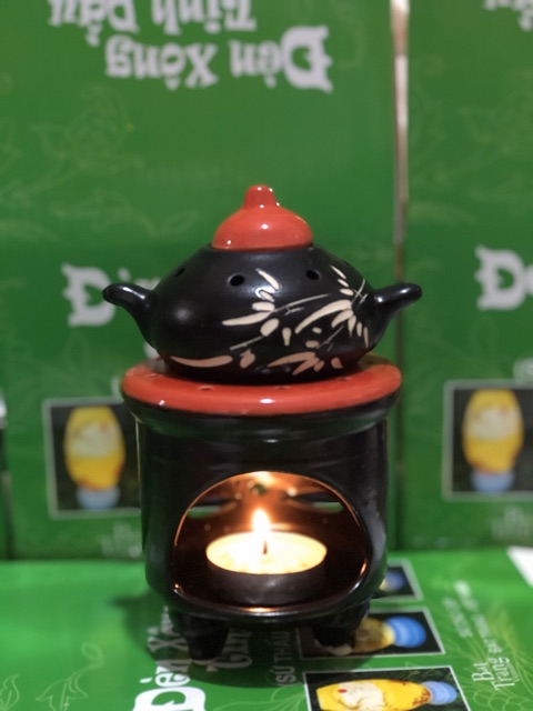 Bếp đốt bồ kết dáng ấm nhỏ xinh, đèn xông tinh dầu thảo dược, vỏ cam sả gừng