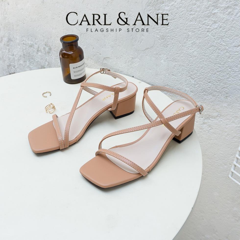 PA Carl & Ane - Giày sandal cao gót phối dây quai mảnh cao 4cm màu nude _ CS011