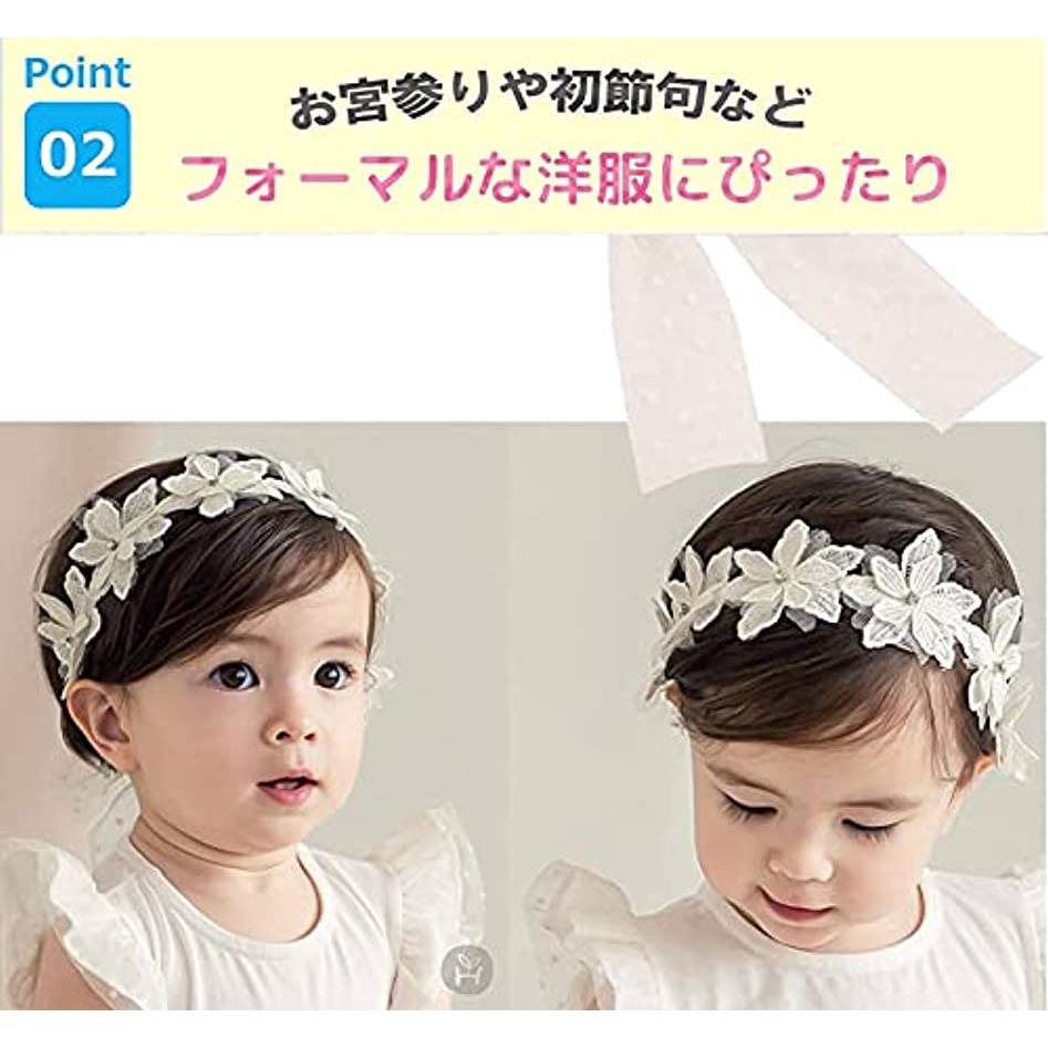 Băng Đô Cài Tóc Đính Hoa Ren Màu Trắng/ Hồng Dễ Thương Thời Trang Cho Bé Gái