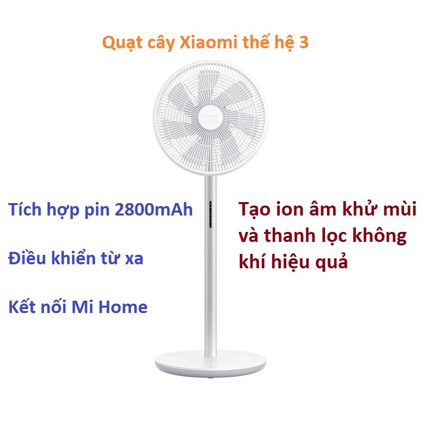 QUẠT CÂY XIAOMI SMARTMI STANDING FAN 3 (TÍCH HỢP PIN 2800MAH + ĐIỀU KHIỂN REMOTE TỪ XA)