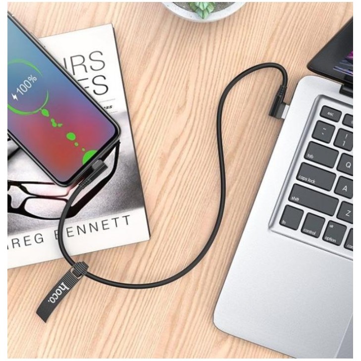 Dây cáp sạc HOCO U83 đầu vuông chữ L 90 độ chơi game | USB to Micro 1m
