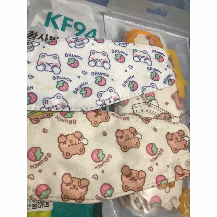10 Khẩu trang KF94 in họa tiết gấu hoạt hình nhiều kiểu tùy chọn phong cách Hàn Quốc đáng yêu cho người lớn