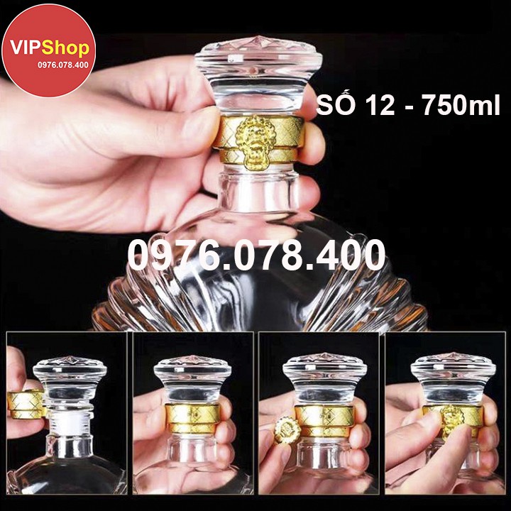 [ VIPShop ] Vỏ Bình Thủy Tinh XO Đựng Rượu 750ml, Bình Ngâm Rượu XO Tròn, CTT-12