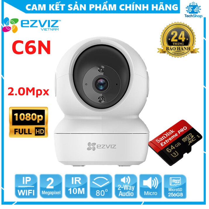 Camera Wifi - Camera Wifi Ezviz C6N 2.0Mpx-Full HD Xoay 360 - Đàm Thoại,Cảnh Báo Chuyển Động - Hãng Phân Phối Chính Thức