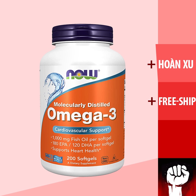 Omega 3 | Dầu Cá Omega 3 Now 200 Viên Vitamin Bổ Mắt Sáng Mắt Hàng Mỹ