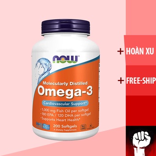 Now Foods Omega 3 - Viên Bổ Sung Dầu Cá, sức khỏe toàn diện (100 - 200 - 500 viên) - Hàng Mỹ