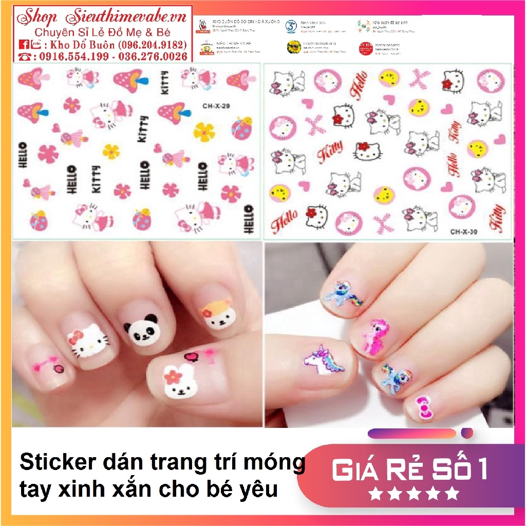 Sticker dán trang trí móng tay dễ thương cho bé yêu, decal dán móng tay