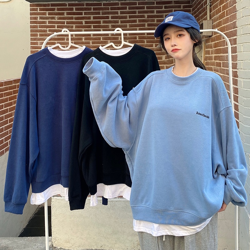 IELGY    Áo sweater Mỏng Tay Dài Cổ Tròn Dáng Rộng Thời Trang Cho Nữ