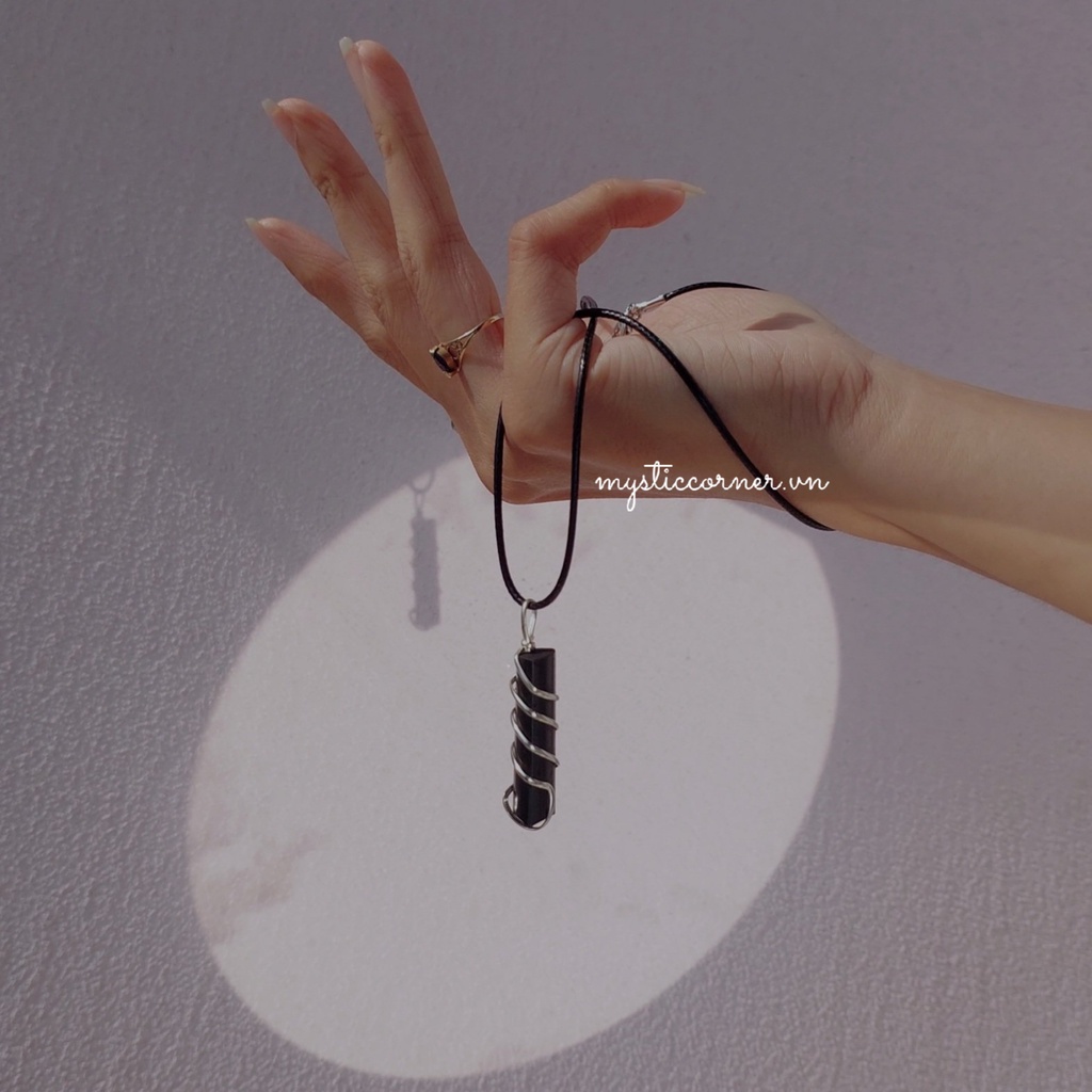 Dây chuyền đá Black Tourmaline, đá bảo vệ dùng trong Tarot, Reiki, đá phong thủy, thiền định