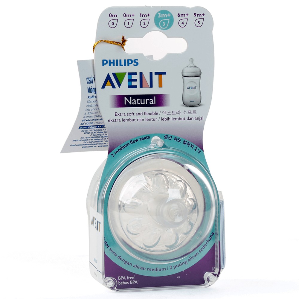 Núm ti silicone Philips Avent Natural cho bé (Hộp 2 núm)