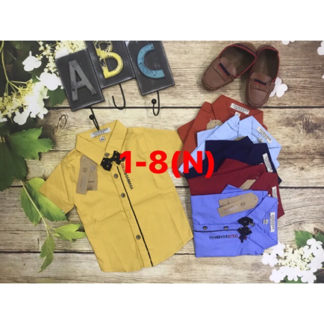 áo sơ mi tay ngắn cho bé trai, chất đẹp, mịn, mát, cực co dãn
