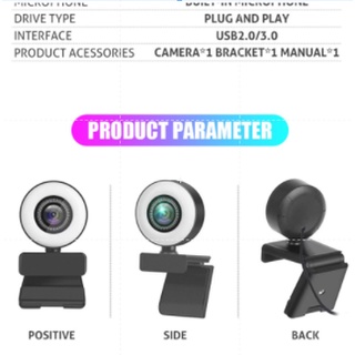 Webcam 1080p 2k 4k Hd Có Đèn Cho Máy Tính