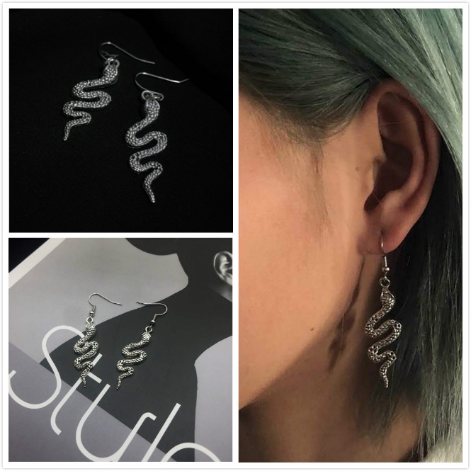 Dây Chuyền/ Khuyên Tai/Kẹp Tóc Mặt Hình Con Rắn Hai Tầng Cá Tính Thời Trang Dành Cho Nữ