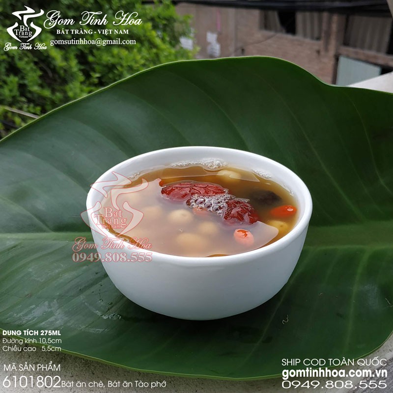 Bát ăn chè ăn tào phớ gốm sứ Bát Tràng men trắng