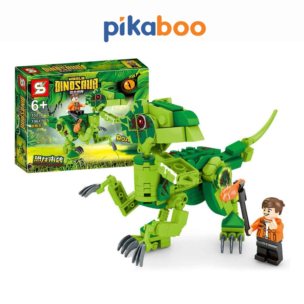 Đồ chơi lắp ráp xếp hình khủng long cho bé trai Pikaboo nhựa ABS cao cấp an toàn cho trẻ