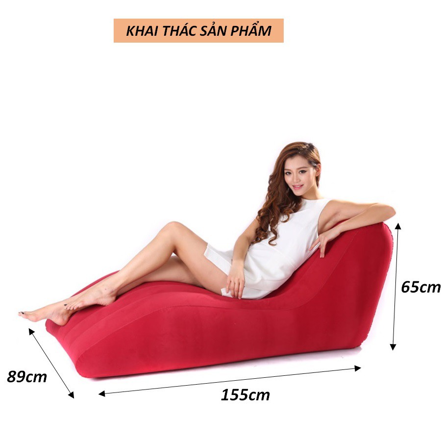 Ghế sofa ghế thư giãn bơm hơi chất liệu da nỉ kèm bơm điện