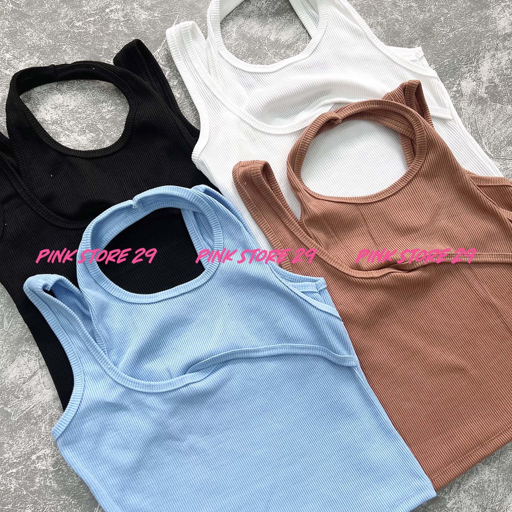 Áo Croptop Ba Lỗ alohashop91 Dáng Ôm Body Khoét Ngực