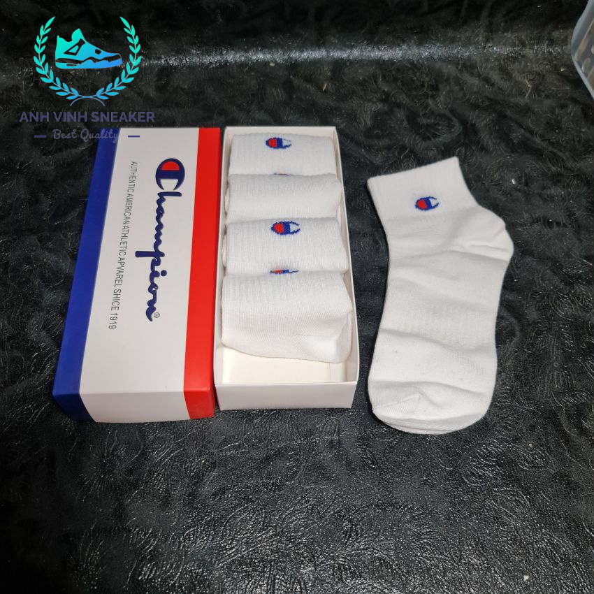 Tất Champion Cổ Trung Nam Nữ Hộp 5 Đôi Cao Cấp