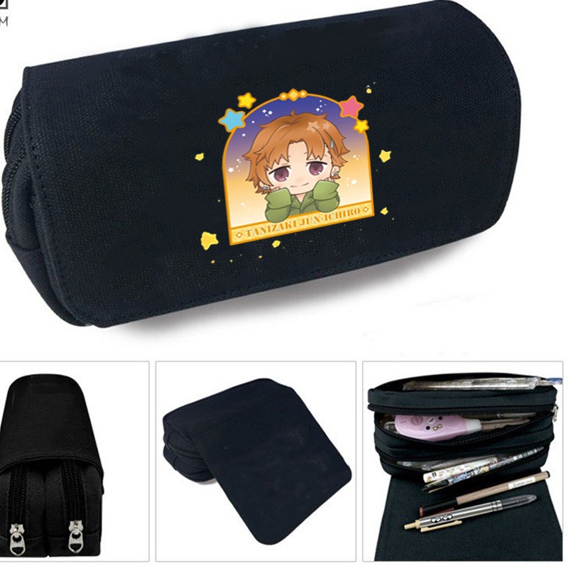 Hộp bút vải canvas in hình anime chibi BUNGOU STRAY DOGS dễ thương đi học đựng đồ dùng học tập tiện lợi